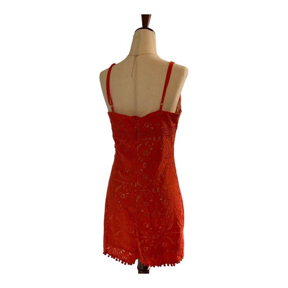 Aeropostale Dress Women Size Medium Tangerine Dream Mini Embroidered Lined Shift - Picture 10 of 13